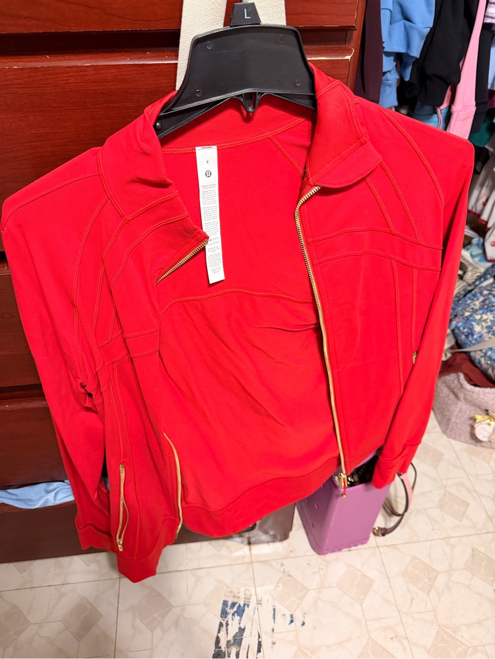 lululemon athletica Red Zip-Front Bomber Jacket
